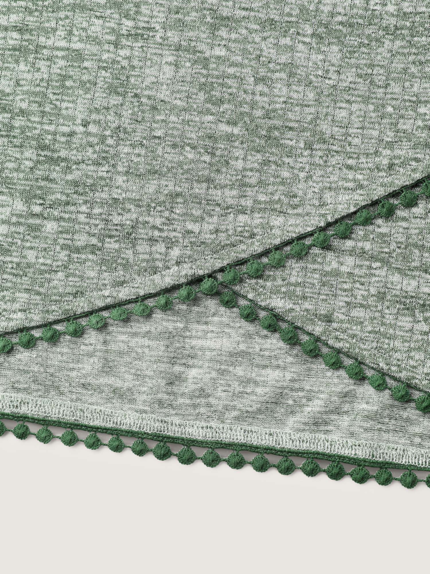 Heather Lace Overlap Hem Solid T-Shirt