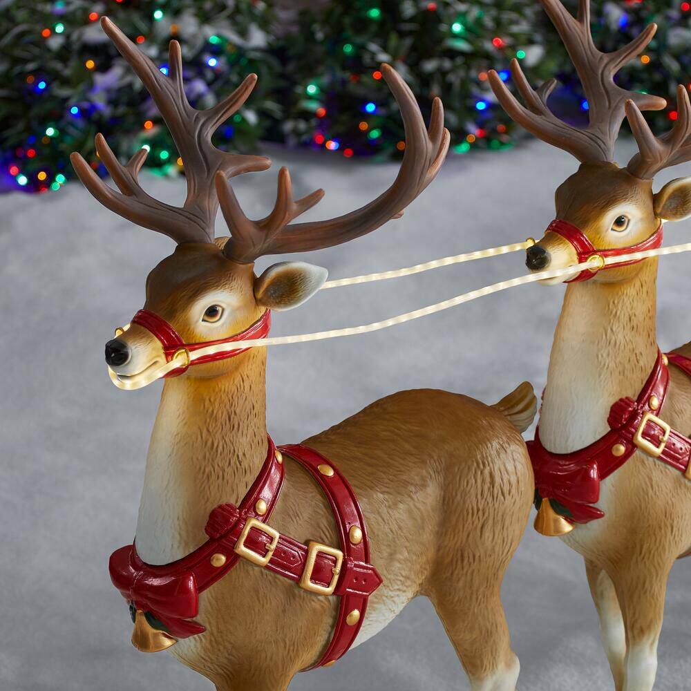 🎄 Christmas Sale — Only $49.99! 🎅✨9 ft. Giant-Sized LED Santa's Sleigh with Reindeer Holiday Yard Decoration Y9