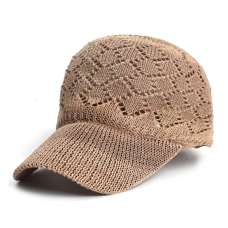 Hat Summer Outdoor Sun Hat Women's Hollow Mesh Breathable Baseball Cap Knitted Cap