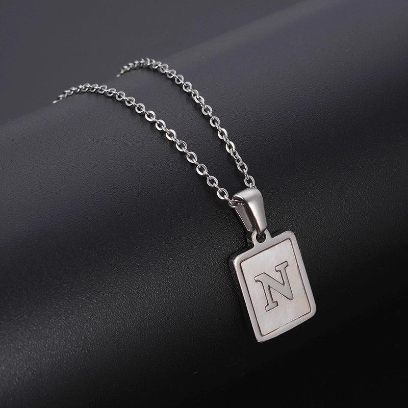 Minimalist Letter Rectangle 304 Stainless Steel Titanium Steel Shell 18K Gold Plated Plating Pendant Necklace