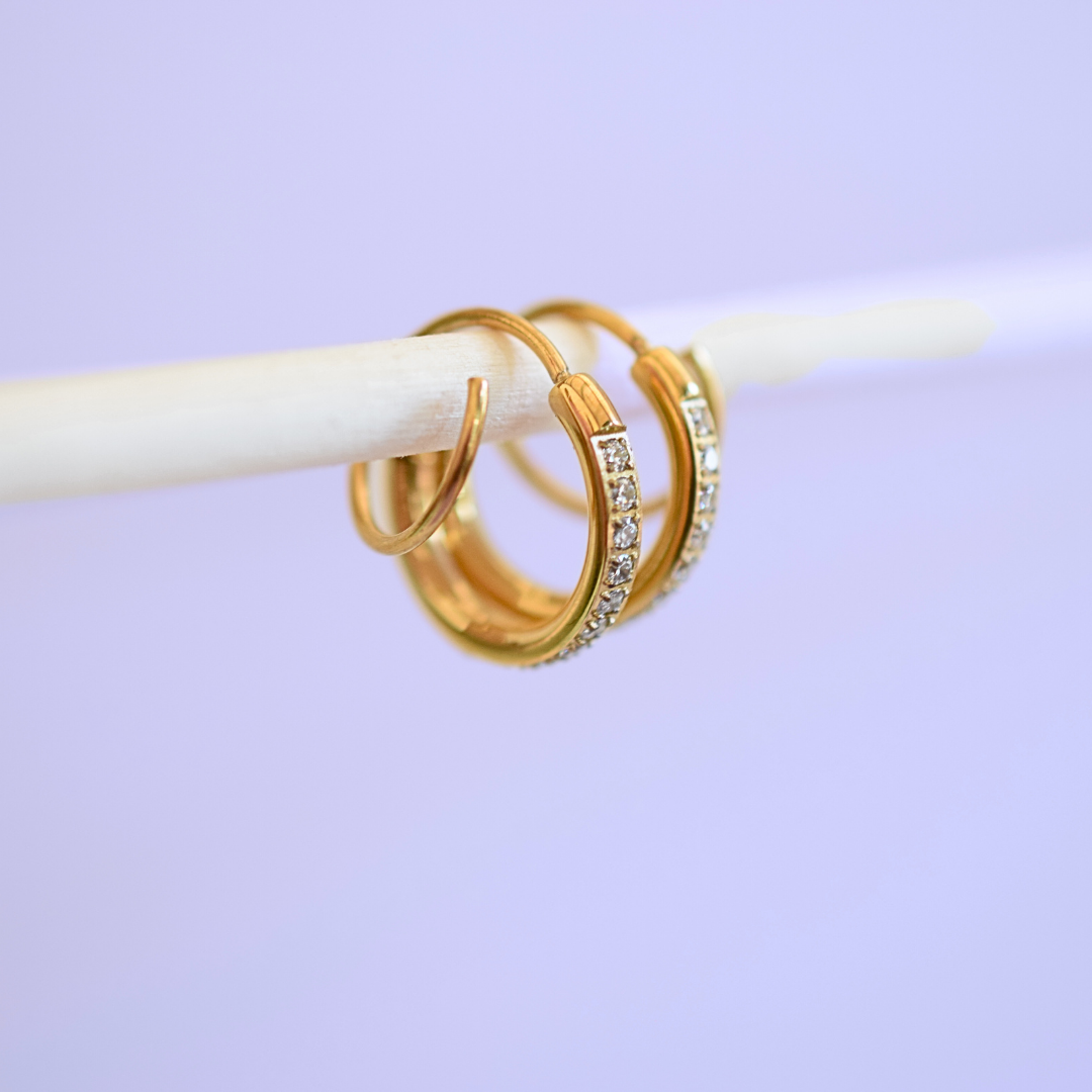Twisted diamond style hoops - Gold