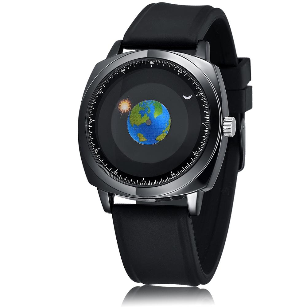 Fashion Cool Creative Rotating Earth Watch Silicone Leather Quartz Sports Men's Watch