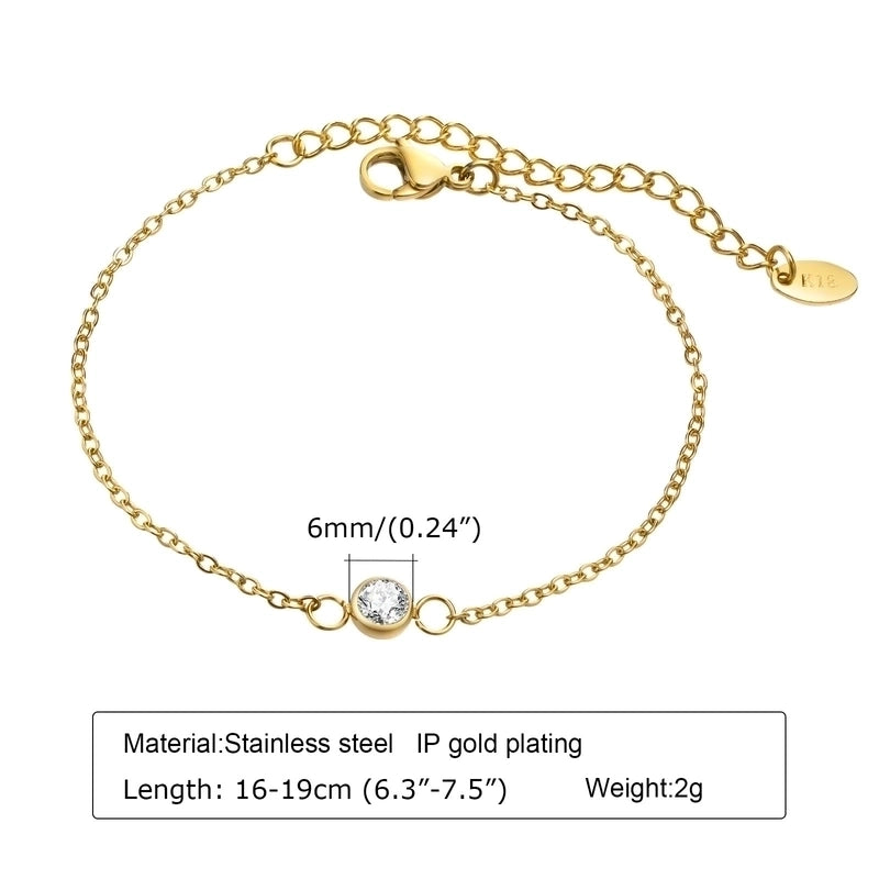 Minimalist Classic Style Heart Shape Titanium Steel Rhinestones Bracelets In Bulk