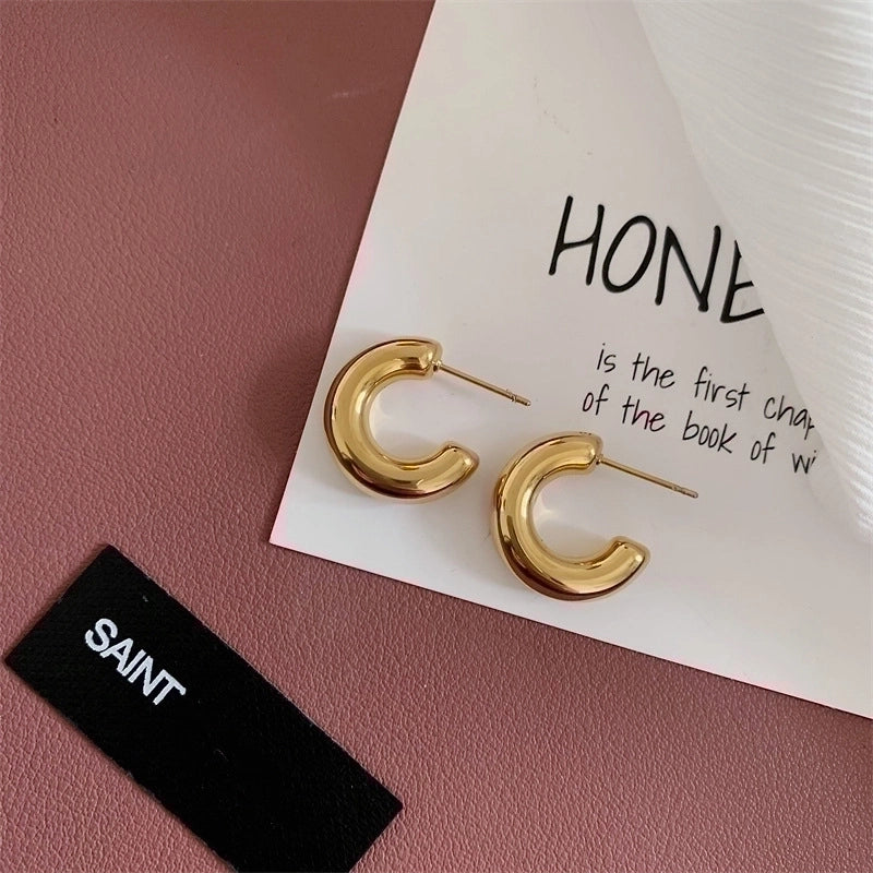 1 Pair Minimalist Solid Color Plating Stainless Steel Gold Plated Earrings