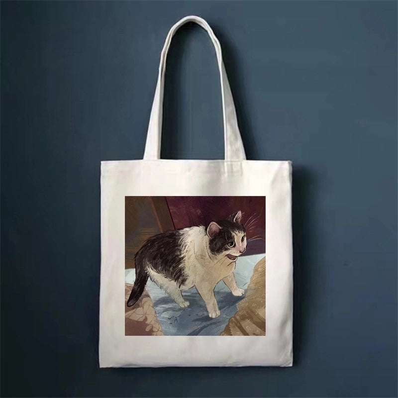 Women's Minimalist Cat Shopping Bags
