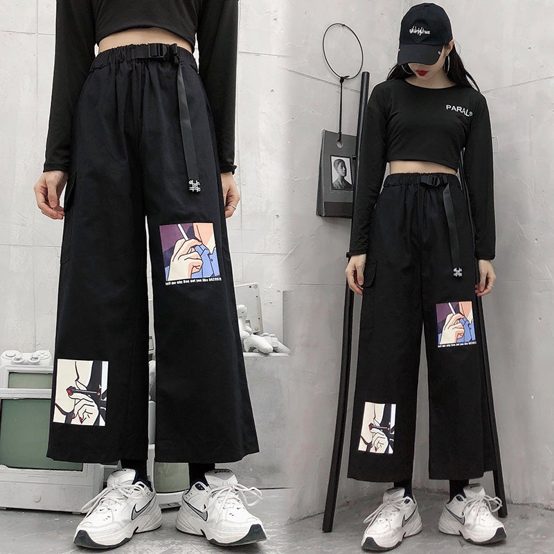 Ulzzang black casual pants KF81524