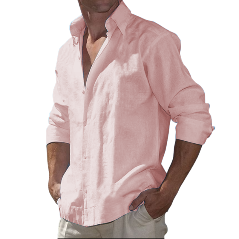 9-Pack  2023 Men's  Cotton Linen Casual Long Sleeve Shirt