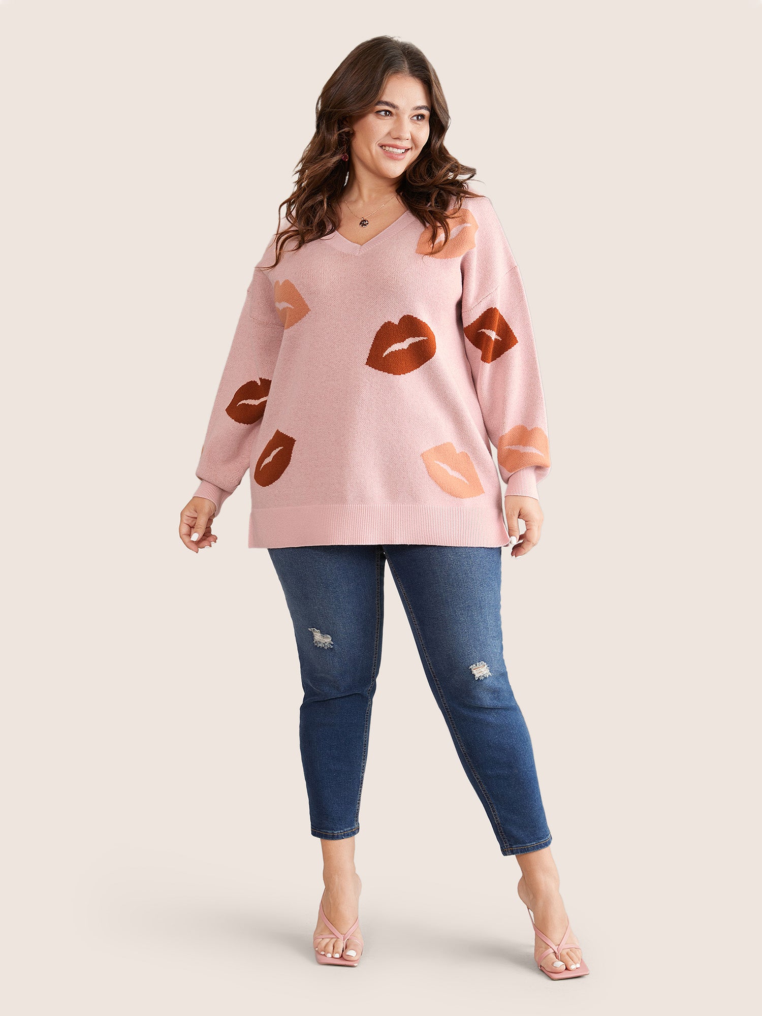 Supersoft Essentials Lip Print Split Side Pullover