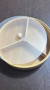 Rotating Bamboo Dry Fruit Snacks Tray With Lid 3 Portions