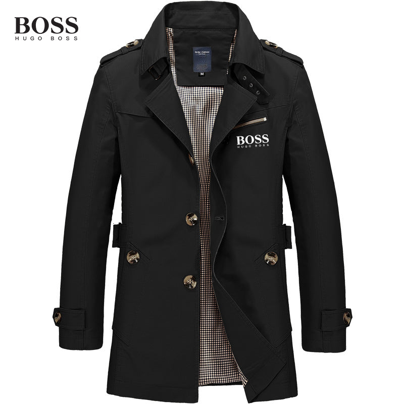 BOSS Men-s Classic Trench Coat with Pocket