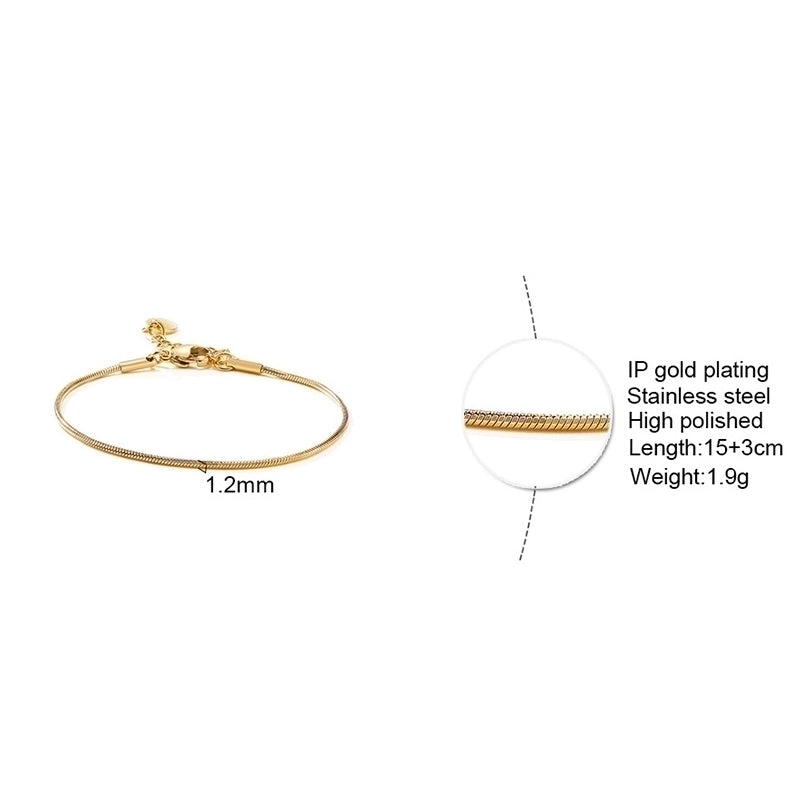 IG Style Minimalist Solid Color 201 Stainless Steel 18K Gold Plated Bracelets In Bulk