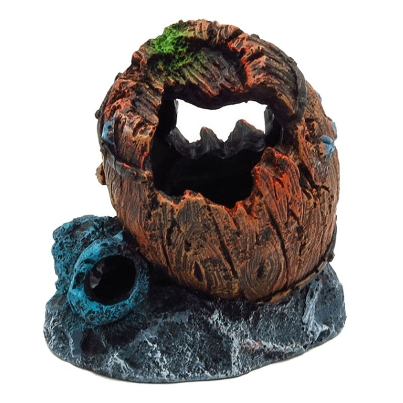 Resin Broken Barrel Ornament For Aquarium