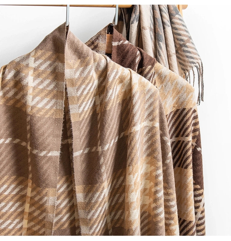 Women's  Plaid Imitation Cashmere Tassel Scarf
