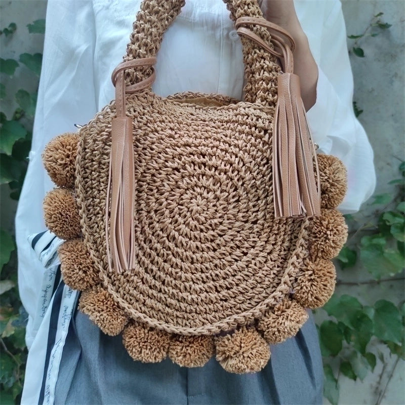 Women's Medium Summer Straw Vacation Handbag