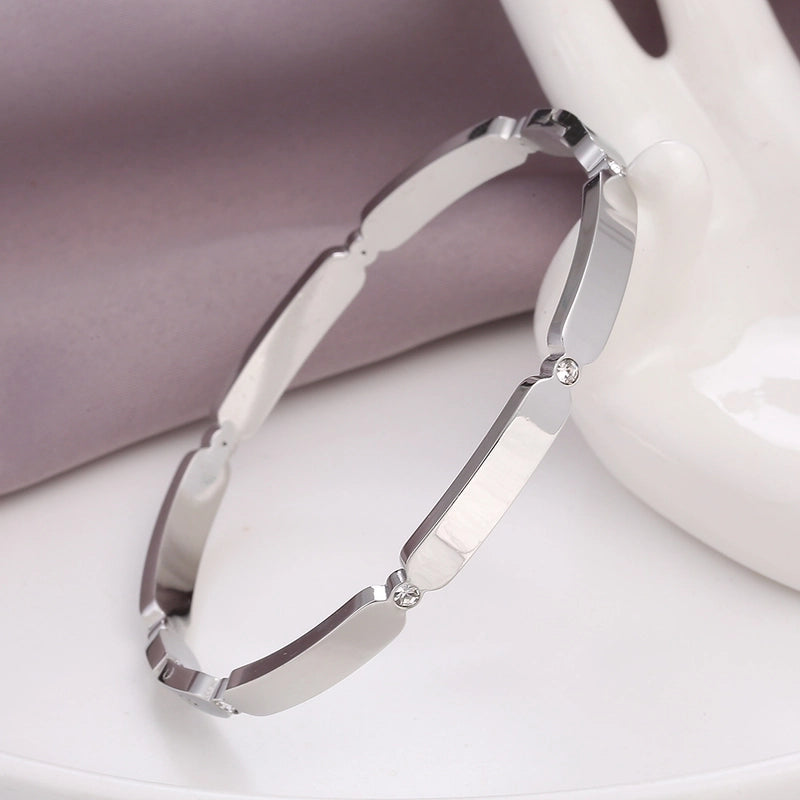 Basic Solid Color Stainless Steel 18k Gold Plated Zircon Bangle