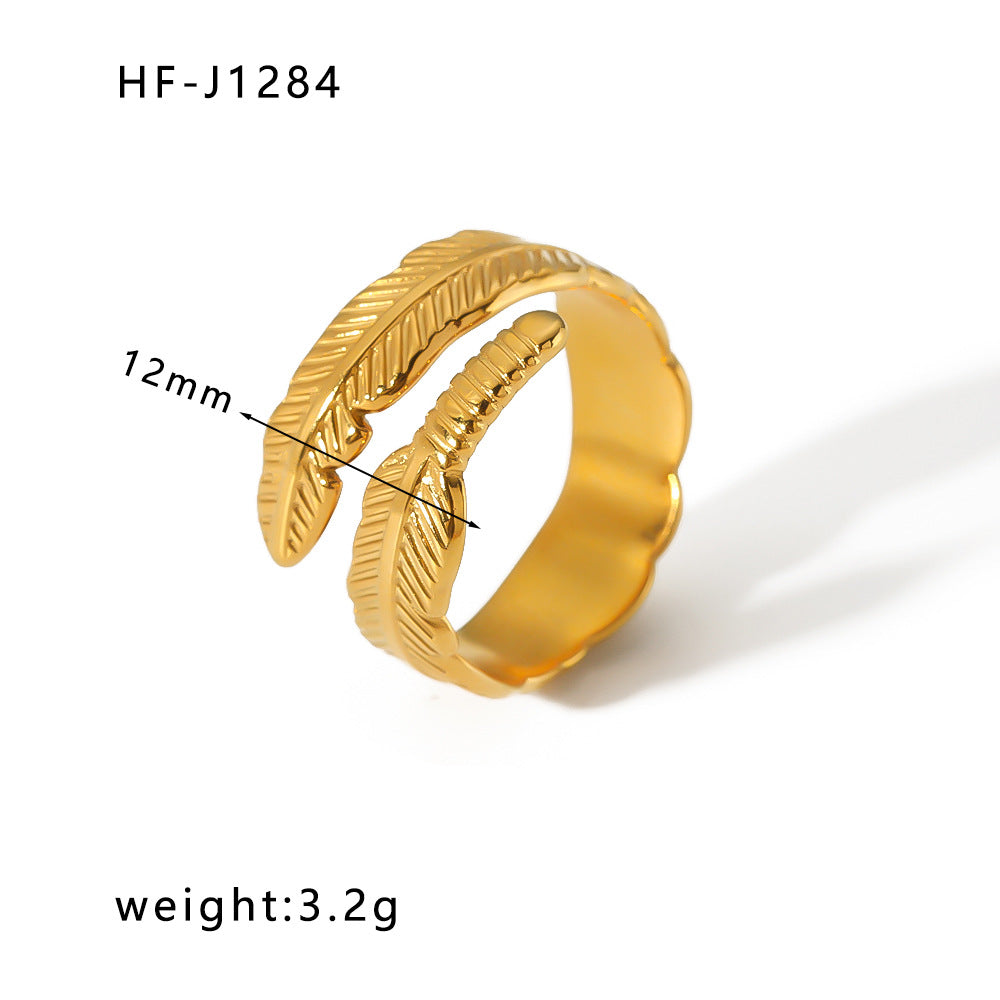 Women IG Style Circle Round Geometric Stainless Steel Electroplating Rings