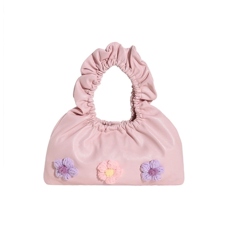 Women's Small Pu Leather Flower Cute Magnetic Buckle Handbag