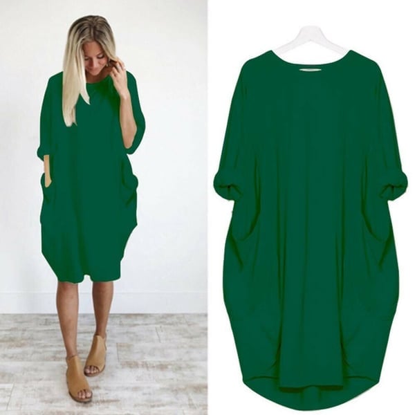 2023 New In-💝17 Colors Women Casual Loose Pocket Long Sleeves Dress