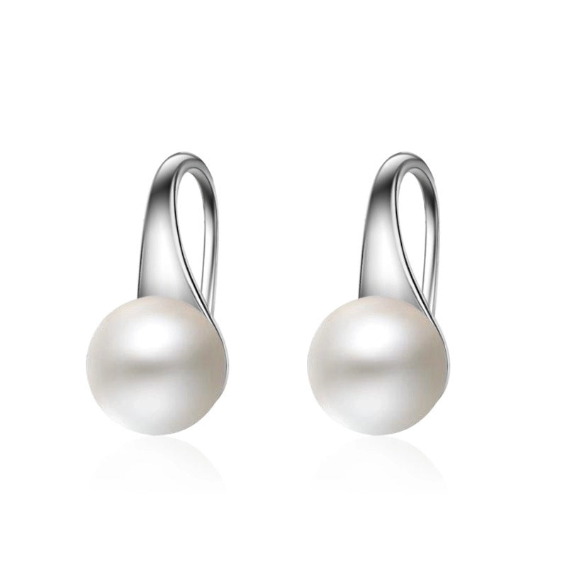 1 Pair Fashion Geometric Copper White Gold Plated Inlaid Pearls Drop Earrings