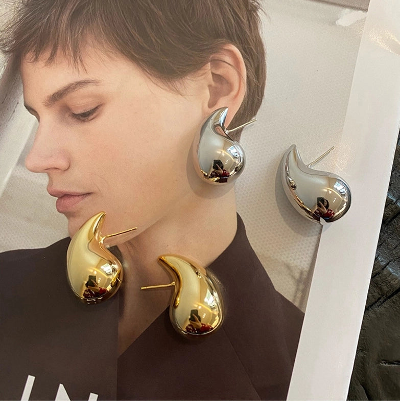 1 Pair Minimalist Commute Water Droplets Plating Stainless Steel Ear Studs