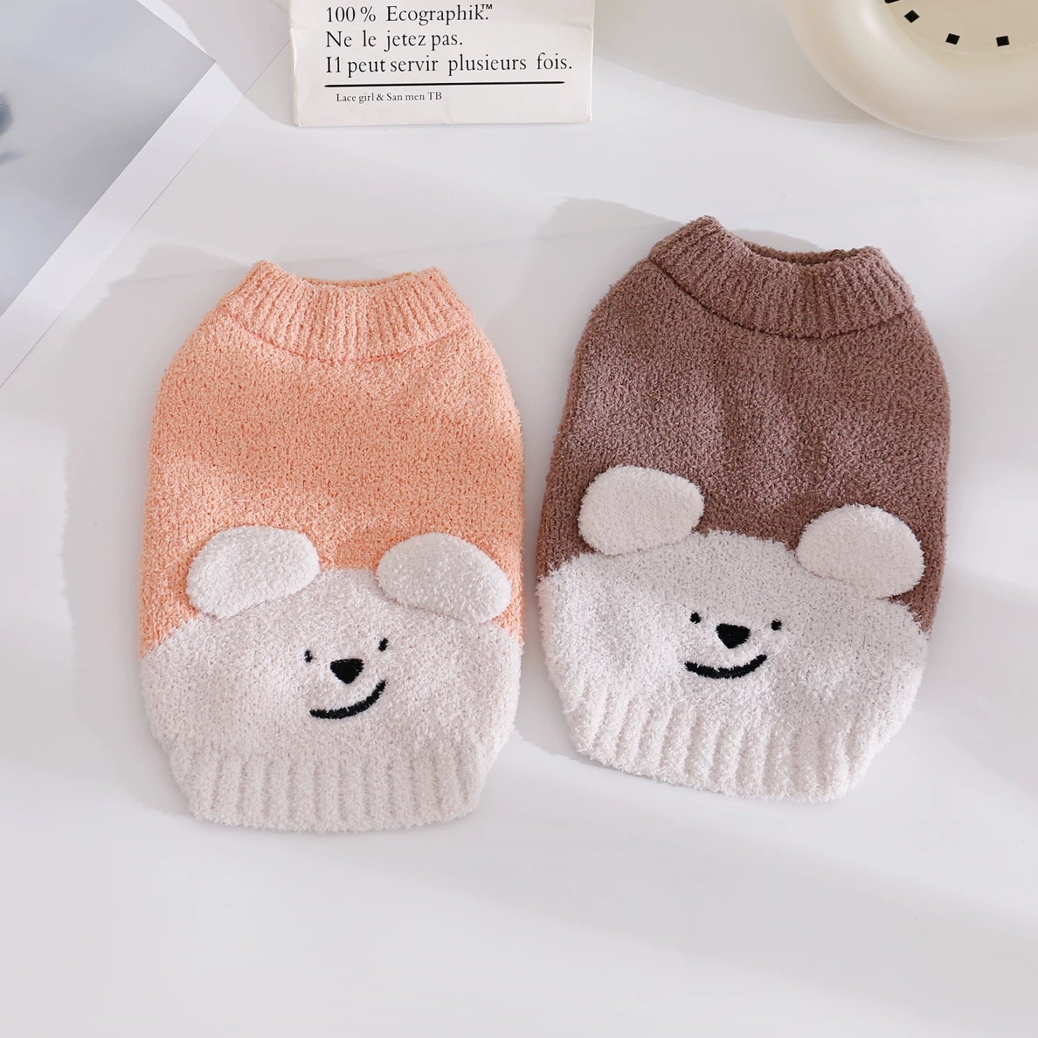 Soft Warm Bear Head Pattern Dog Cat Sweater