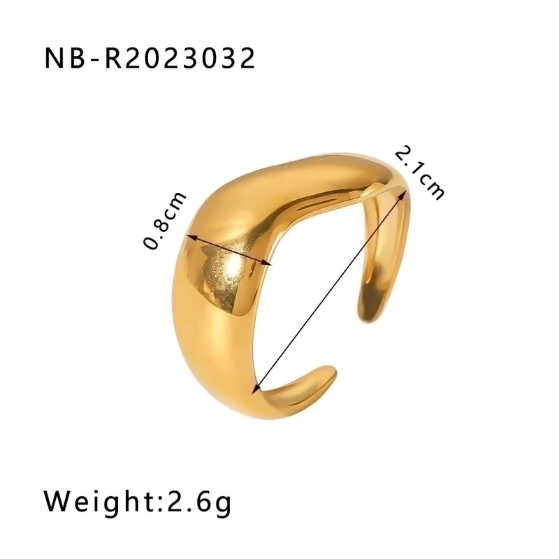 Stainless Steel 18K Gold Plated IG Style Basic Minimalist Plating Four Leaf Clover Heart Shape Flower Open Rings