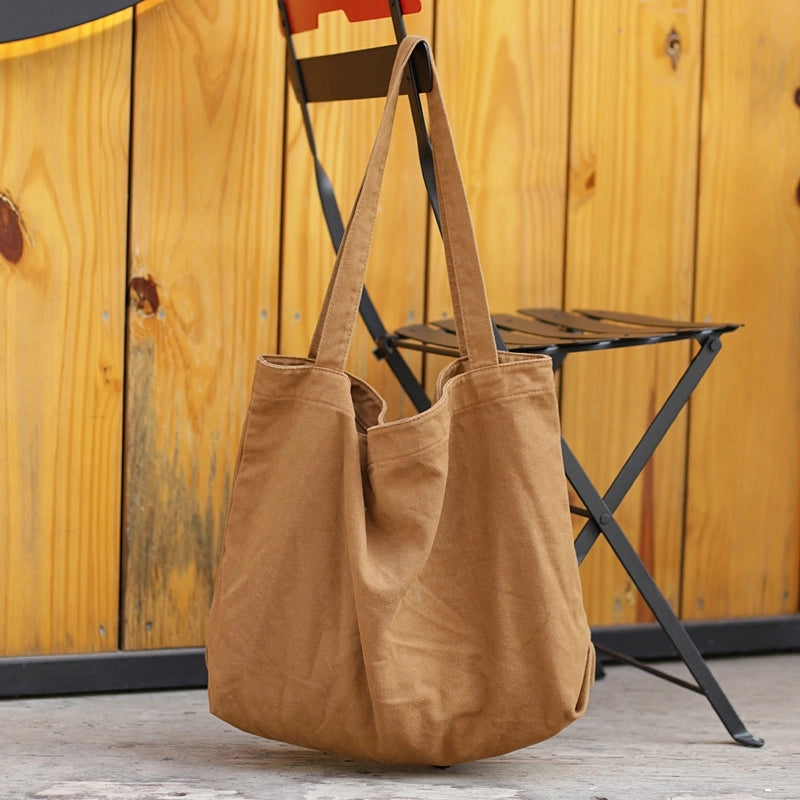 Women's Streetwear Solid Color Canvas Shopping Bags