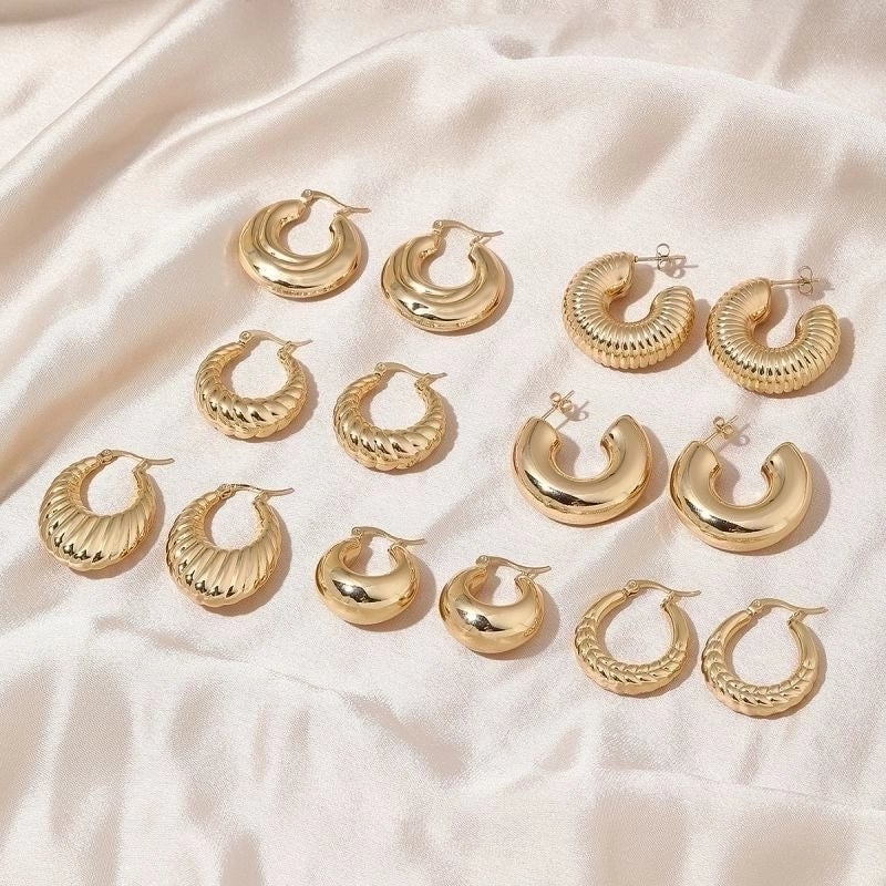 1 Pair Minimalist Solid Color Commute Geometric Semicircle Circle Plating Stainless Steel 18K Gold Plated Earrings