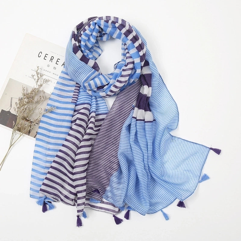 Women'S Bohemian Geometric Cotton And Linen Scarf