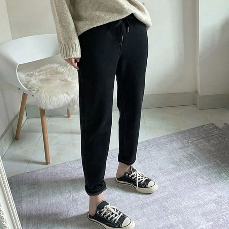 Winter Women Warm High Waist Jeans