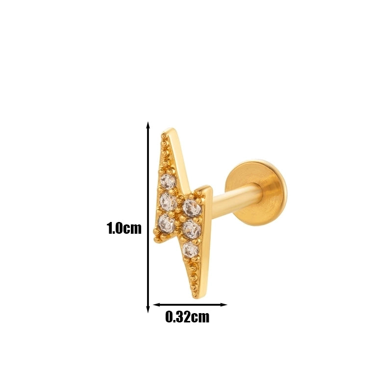 1 Piece Lip Rings Cool Style Pentagram Flower Butterfly 316L Stainless Steel  Copper Plating Inlay Zircon