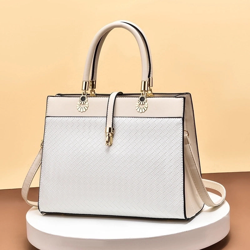 Women's Pu Leather Plaid Solid Color Elegant Vintage Style Square Zipper Buckle Handbag