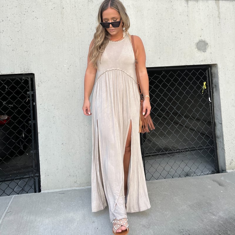 Slit Casual Simple Loose Maxi Long Dress(Buy 2 Free Shipping)