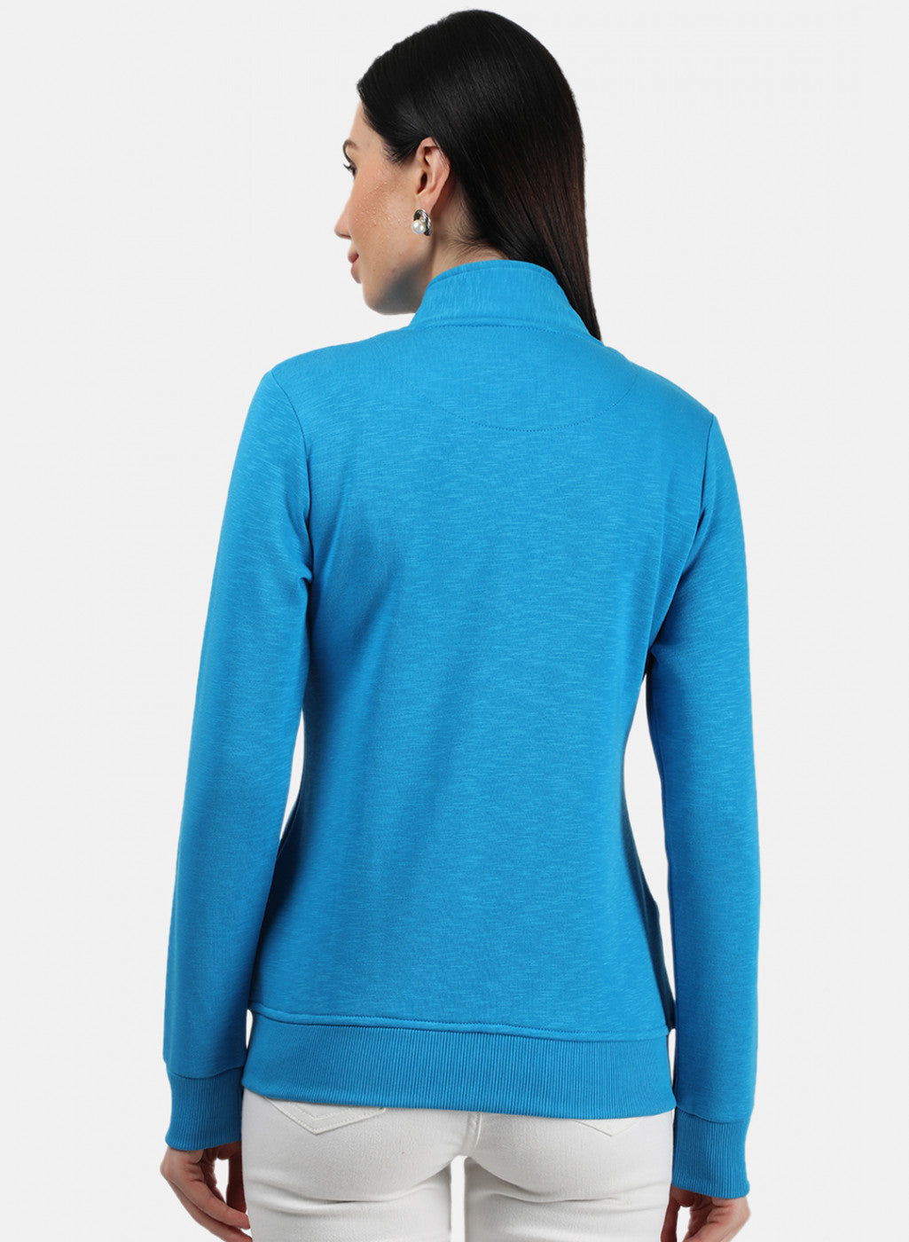 Women Blue Plain Sweatshirt