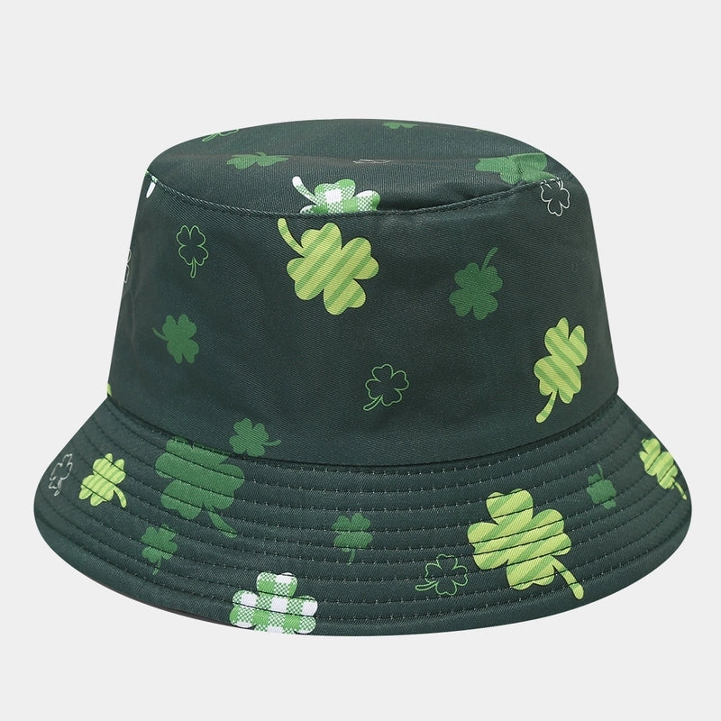 Unisex Classic Style Shamrock Printing Wide Eaves Bucket Hat