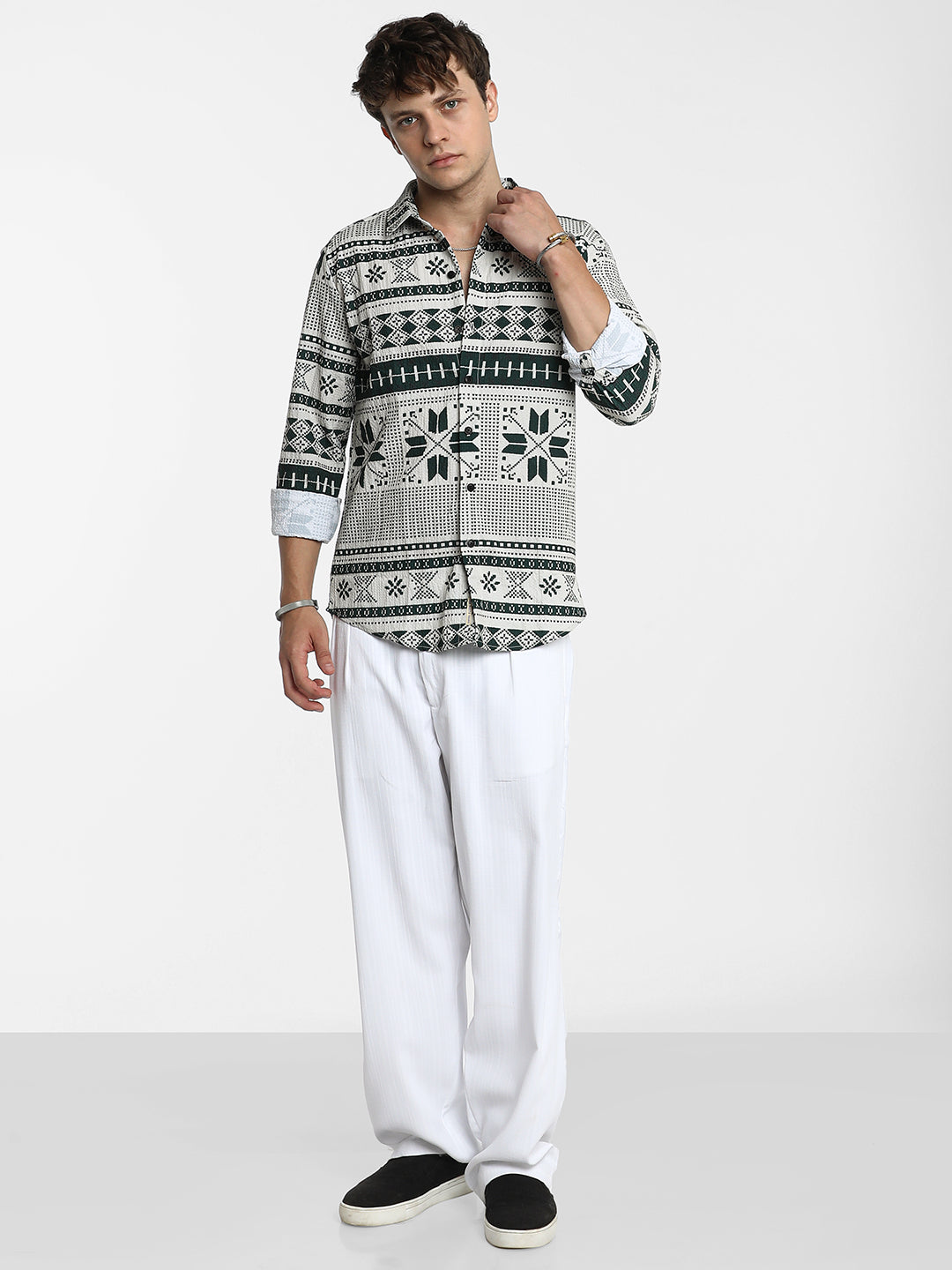 Geometric Seersucker Shirt