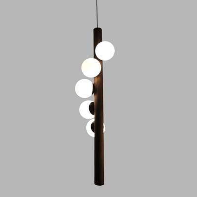 Iver Tu |  Wooden Finish with Glass Pendant Light