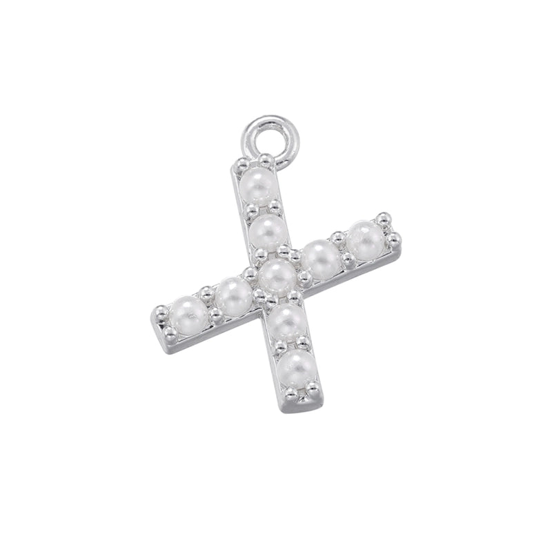 Casual Elegant Minimalist Letter Copper Plating Inlay Artificial Pearls 18k Gold Plated Charms