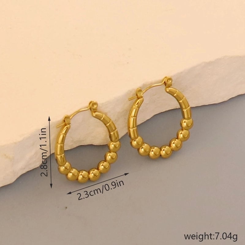 1 Pair Minimalist Pentagram Round Solid Color Plating 304 Stainless Steel 18K Gold Plated Earrings
