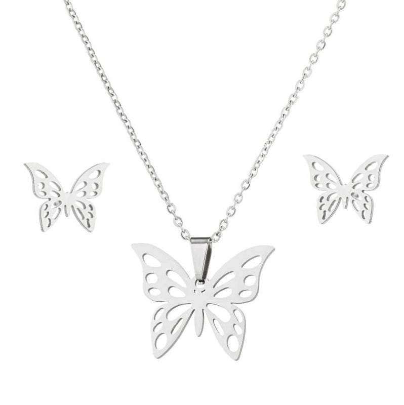 Fashion Animal Stainless Steel Plating Earrings Necklace 1 Set