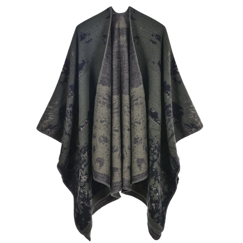 Women's Scarf Shawl Creative New Fashion Cashmere Jacquard Split Thickened Large Cloak Air Conditioning Warm Shawl