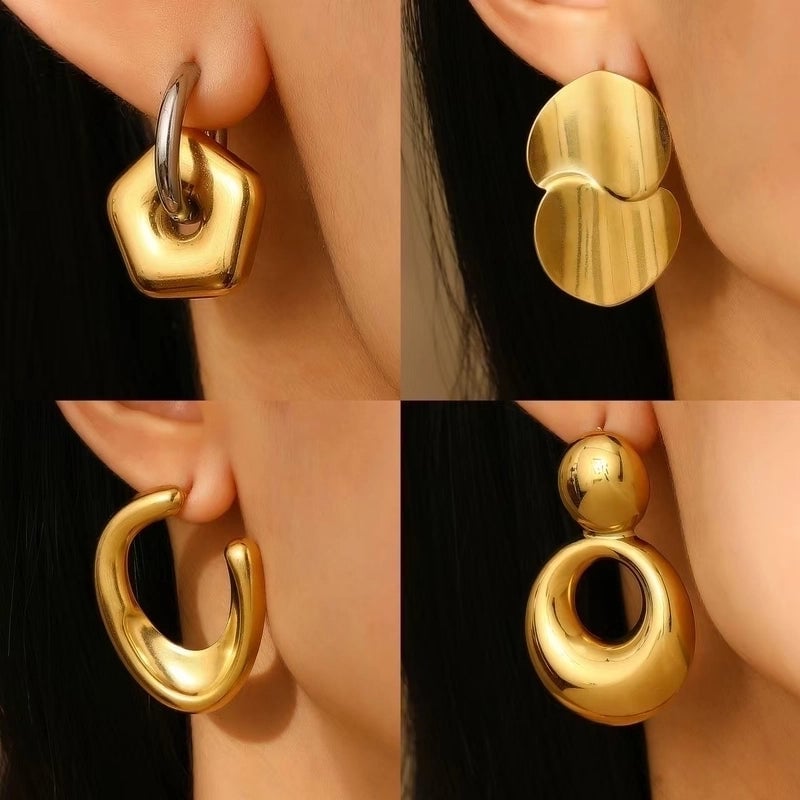 1 Pair Casual Minimalist Streetwear Geometric Plating 304 Stainless Steel Drop Earrings