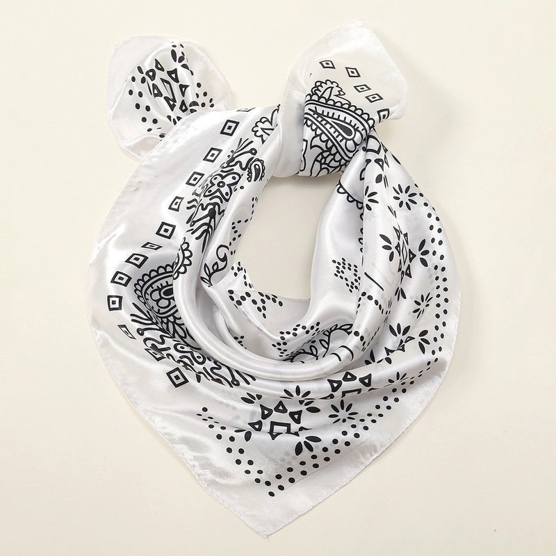 Unisex Minimalist Geometric Satin Silk Scarf