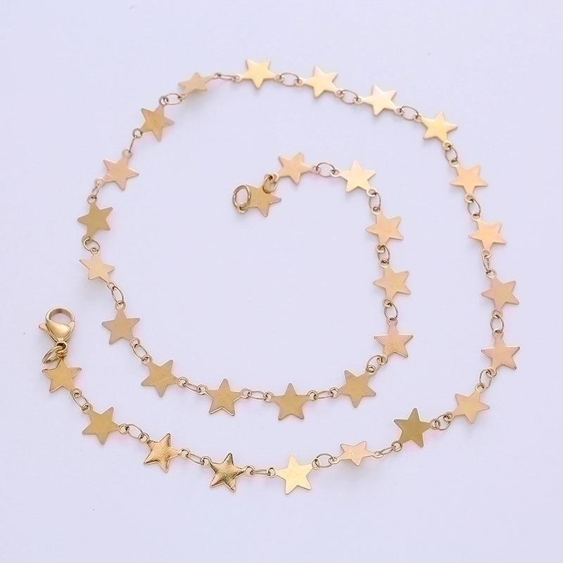Minimalist Star 304 Stainless Steel 18K Gold Plated Plating Chain Choker