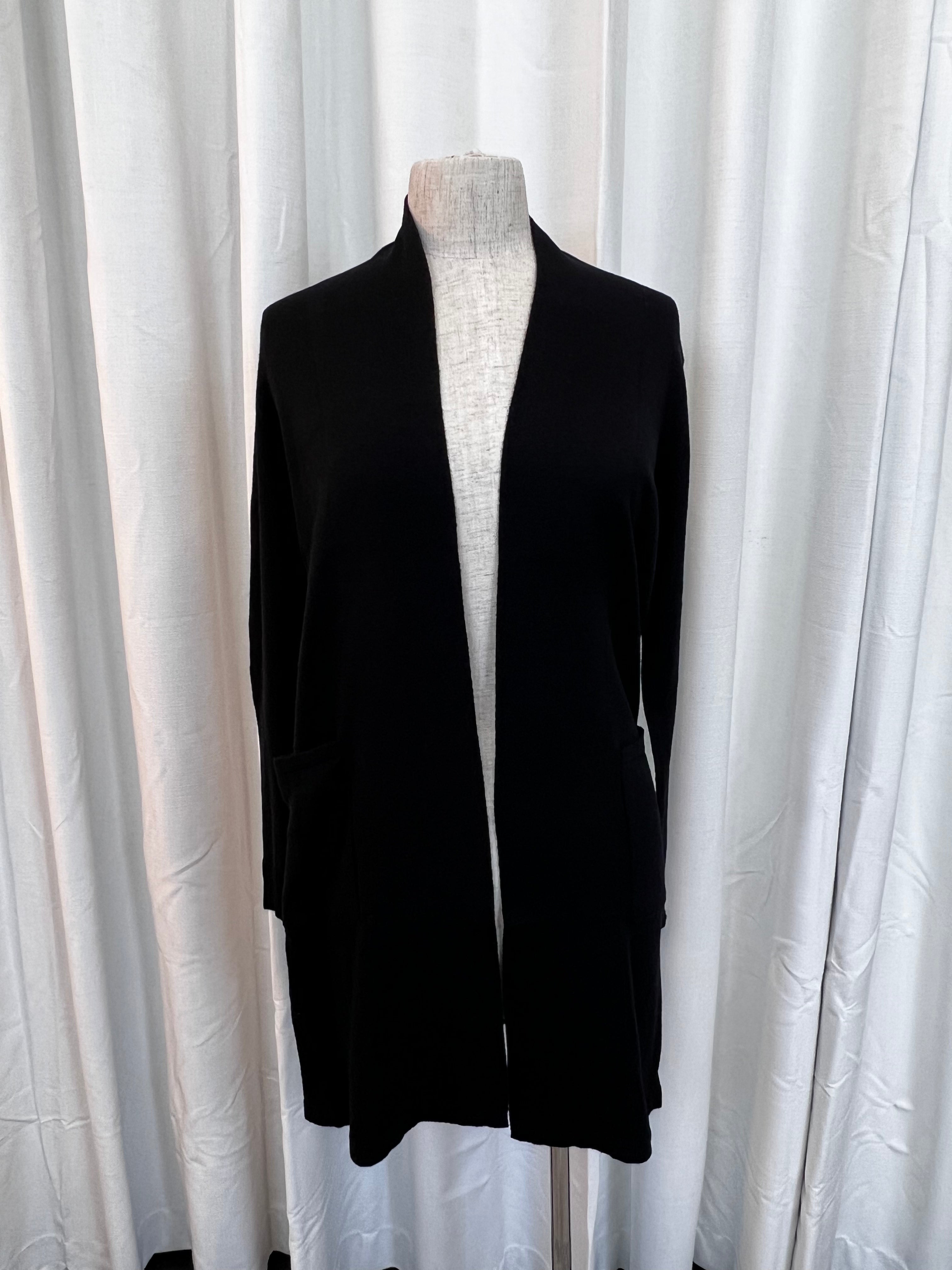 Vivid Long Pocket Cardigan - Black