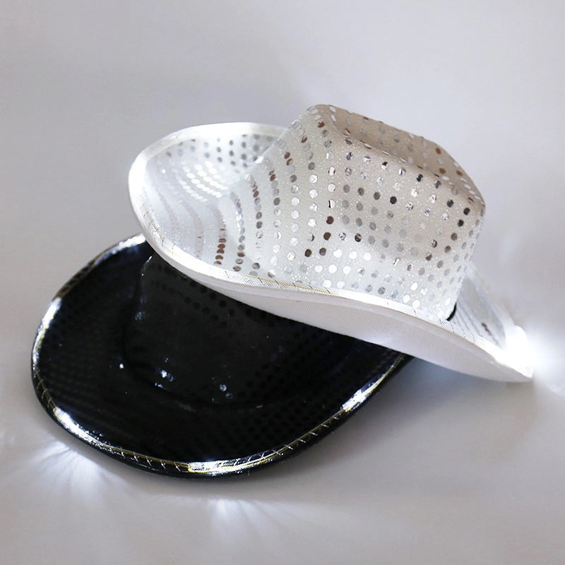 Spring New Sequined Luminous LED Jazz Hat Music Carnival Festival Banquet Party Hat Fashion
