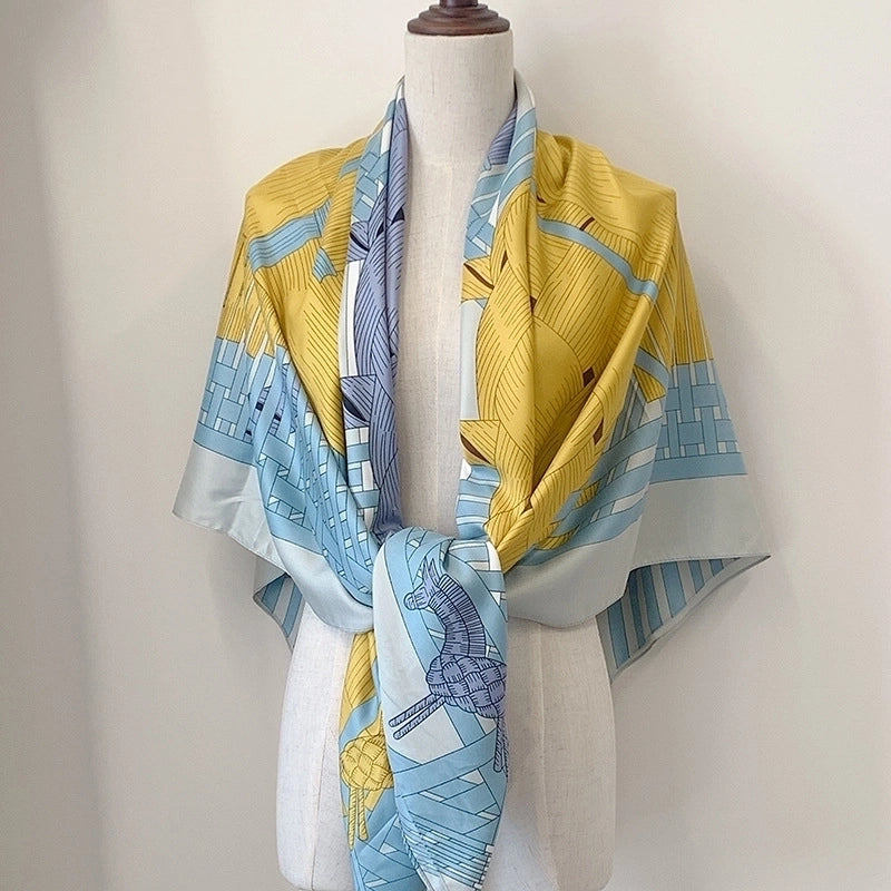 Women's Elegant Minimalist Plant Polyester Silk Scarf
