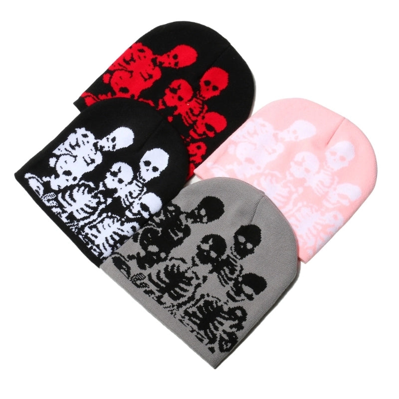 Men's Exaggerated Punk Streetwear Skull Skull Eaveless Wool Cap