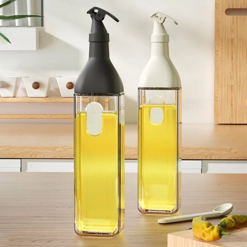 Waltz Square Glass Seasoning Bottle With Classification Label Oil Bottle 77 Automatic Tilt Non-oil Glass Oil Pot