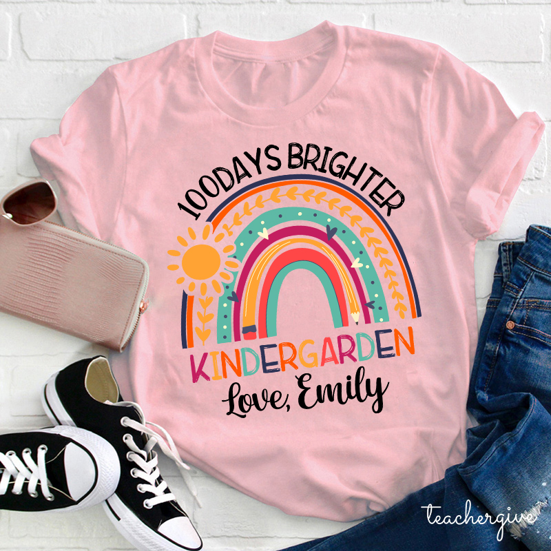 Personalized 100 Days Brighter Teacher T-Shirt